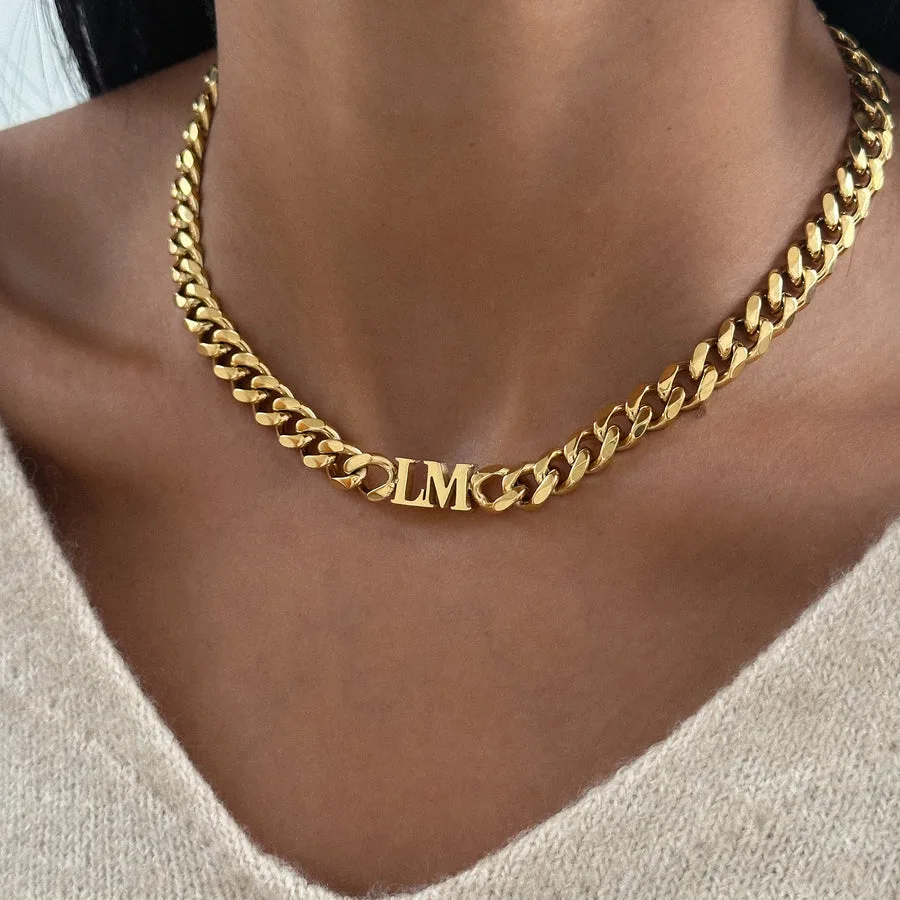 Cuban Initial Choker Necklace