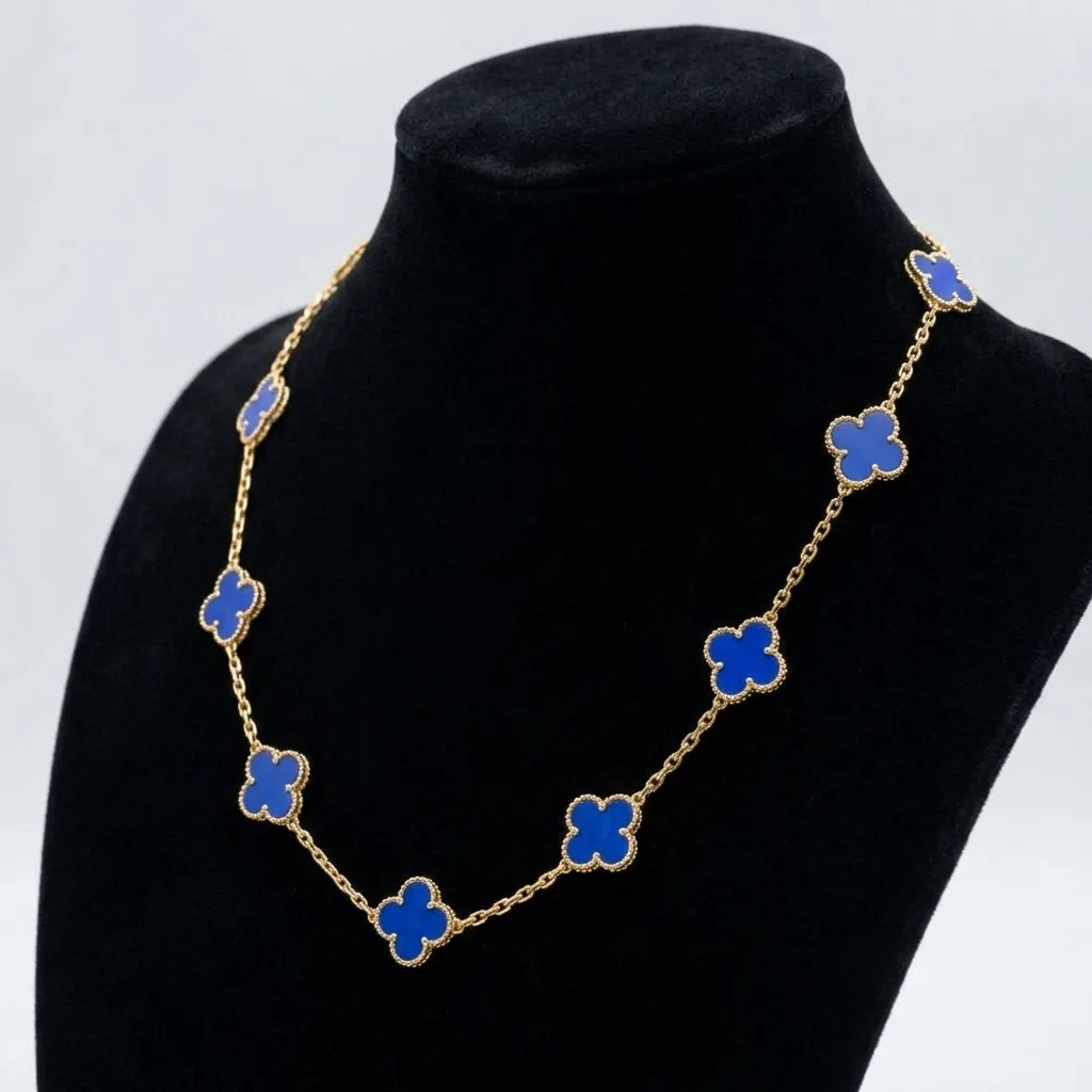Multi Clover Royal Blue VC Necklace