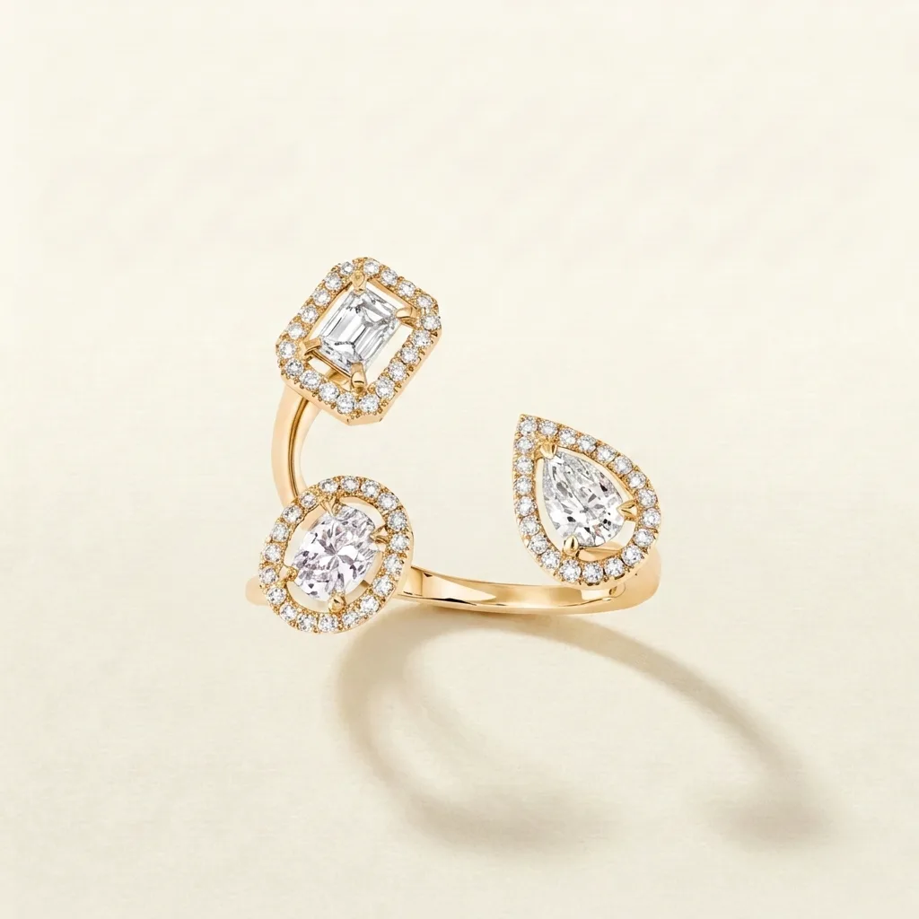 Mollyanne Triple Diamanté Ring (gold, white gold & rose gold)